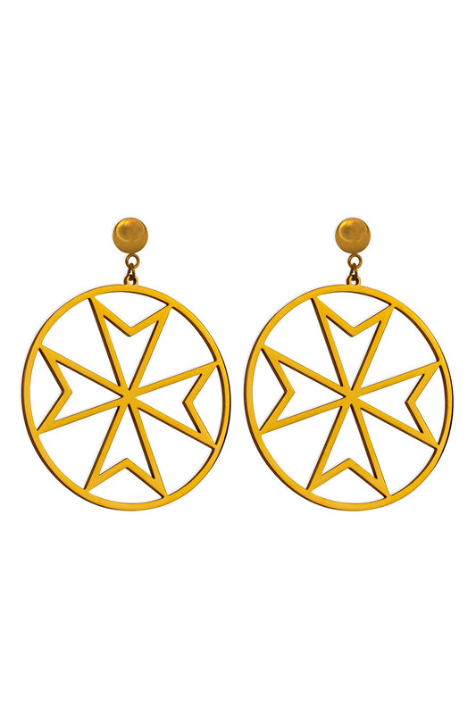 Hollow Maltese Cross Hoop Earring Set