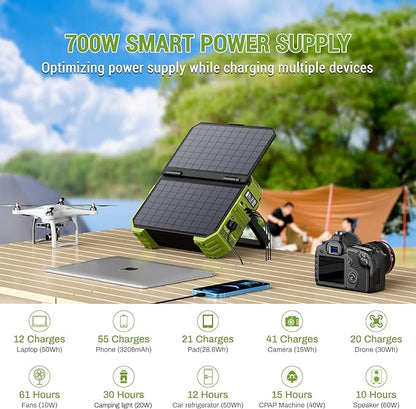 💥Last Day Buy 1 Get 1 Free💥Portable Power Station with Built-in Solar Panel