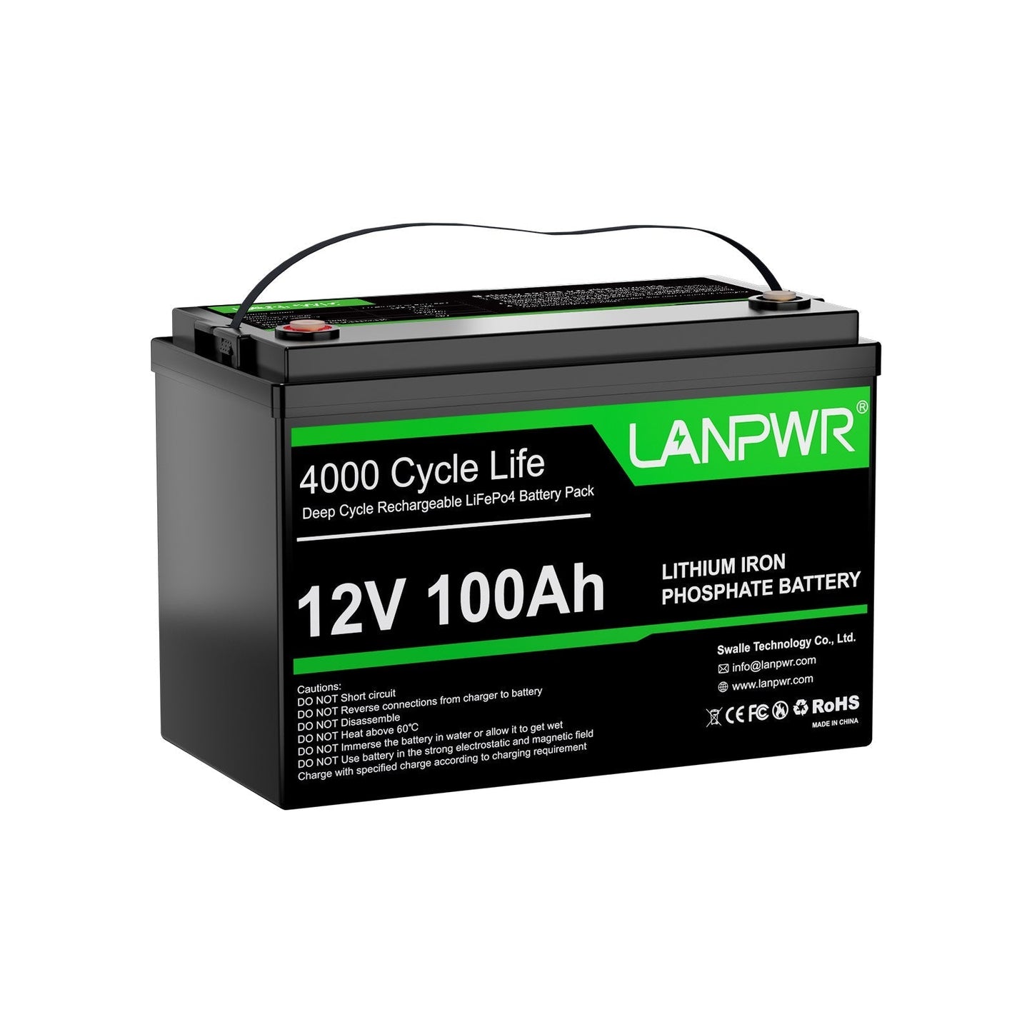 【Today Only $29.88⚡】LANPWR 12V 100Ah LiFePO4 Battery with 4000+ Deep Cycles & Built-In 100A BMS, 1280Wh Best RV Lithium Battery