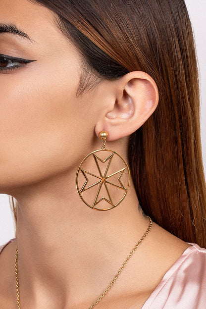 Hollow Maltese Cross Hoop Earring Set