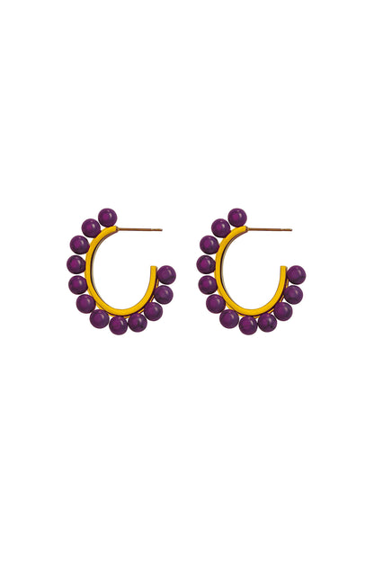 Purple Pearl Hoop Earring Set