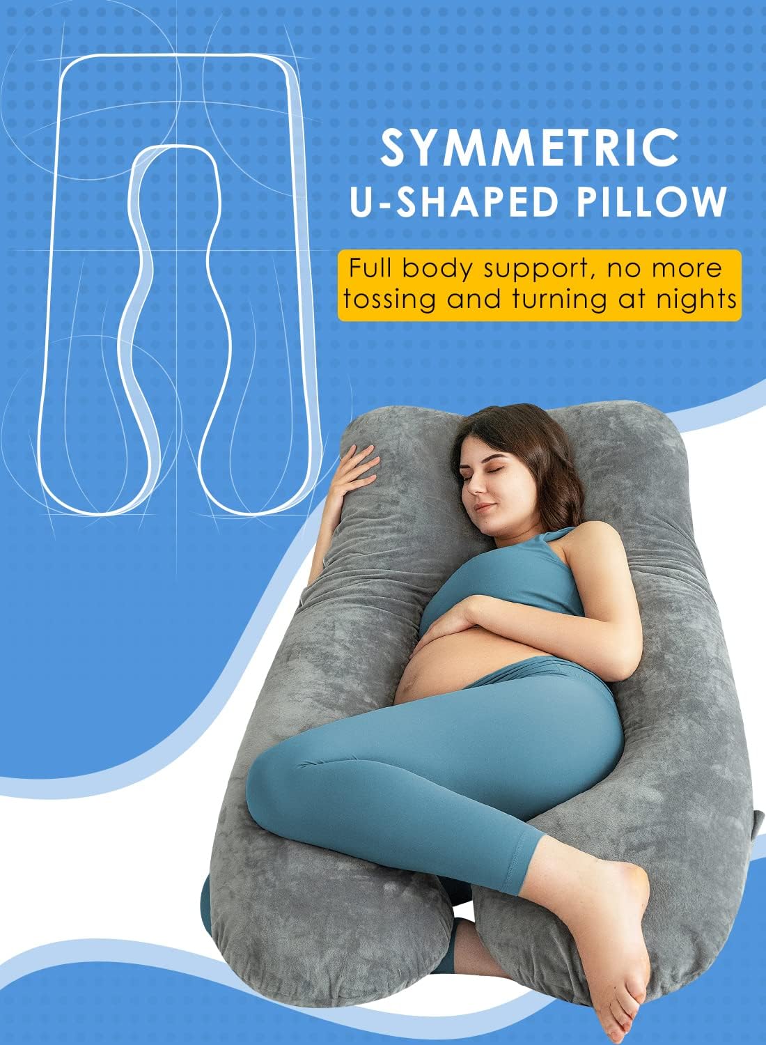 Cooling Maternity Pillow for Sleeping U Shaped Body Pillow for Pregnant Support