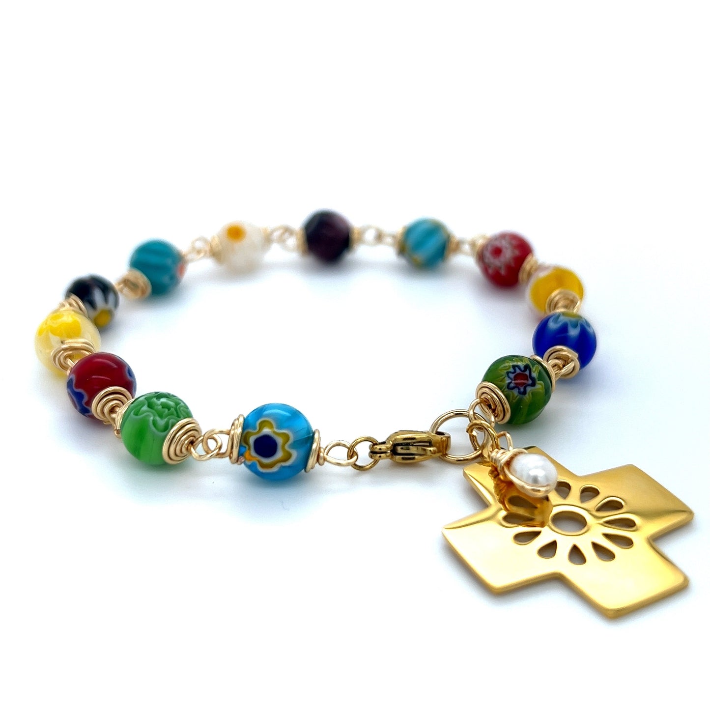 Millefiori Cross Bracelet