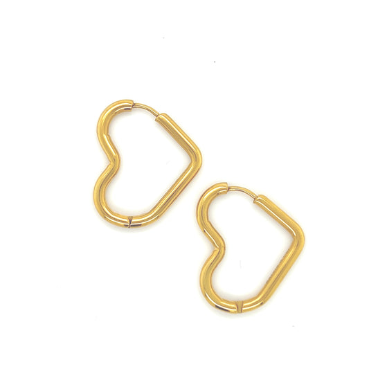 Heart Hoop Earrings Gold